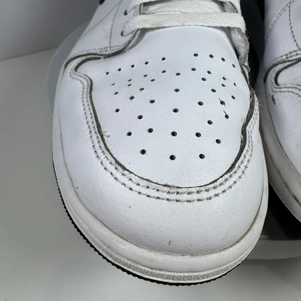 Nike Air Jordan 1 Low White Black Leather Sneakers Men's Size‎ 9